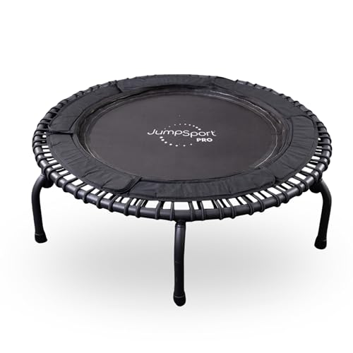 JumpSport Indoor Heavy Duty Lightweight 44 Inch Folding Fitness Trampoline with Arched Legs and 7 Adjustable Tension