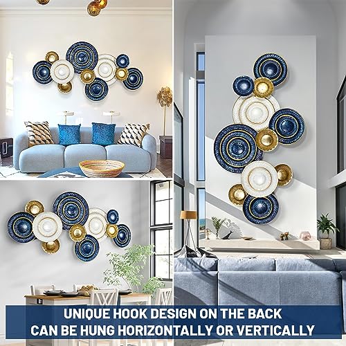 KEQAM Metal Wall Art for Living Room,Large Metal Wall Decor,Modern Luxury Wall Sculpture,3D Lotus Leaf Wall Decor For Living Room,Dining Room Bedroom Outdoor 50''x26''