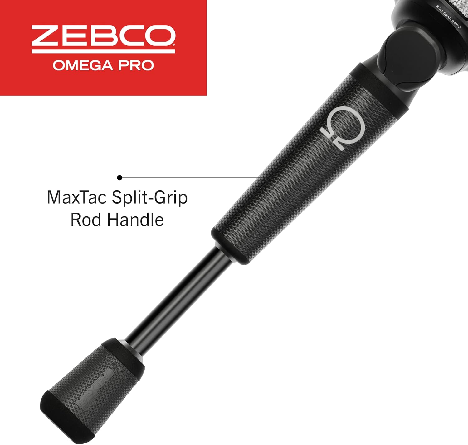 Zebco Omega Pro Spincast Reel and Fishing Rod Combo, IM6 Graphite Fishing Pole, Size 30 Reel, Pre-spooled with 10-Pound Zebco Line