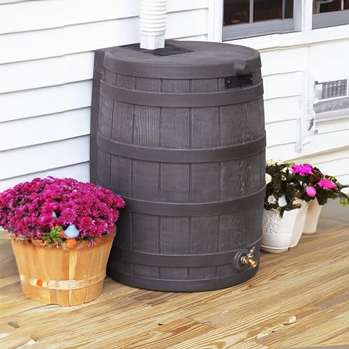 Good Ideas Rain Wizard Water Storage Collection Barrel with Brass Spigot, Safety Screen, and 50 Gallon Capacity, Green (3 Pack)