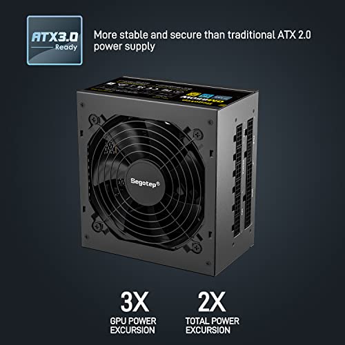 Segotep 850W White Power Supply, 80 Plus Gold Certified Full Modular PCIe 5.0 & ATX 3.0 Gaming PSU for NVIDIA RTX 20/30/40 Series and AMD Graphics Cards, 120mm Silent FDB Fan, 5 Year Warranty