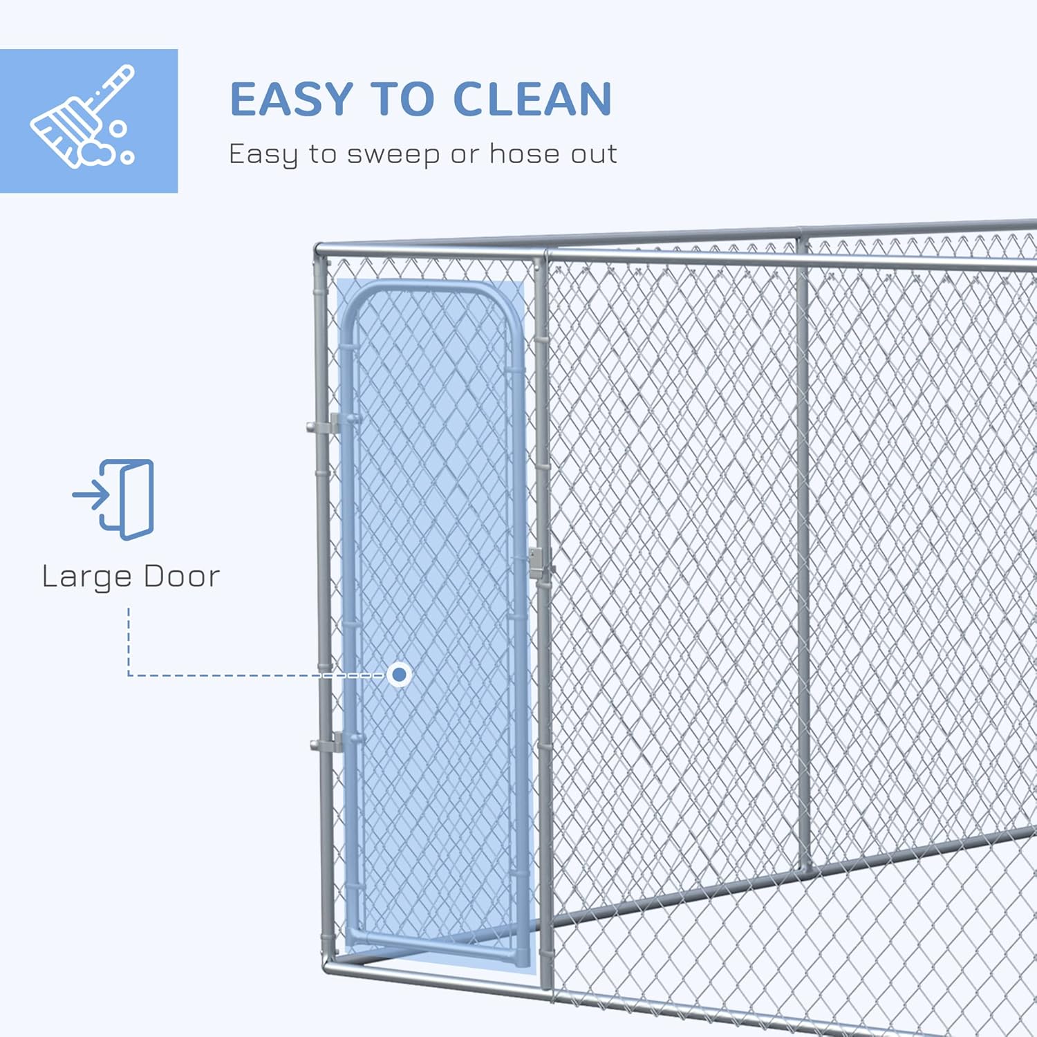 PawHut Large Dog Kennel Outside, Heavy Duty Dog Cage, Outdoor Fence Dog Run with Galvanized Chain Link, Secure Lock, 13.1' x 7.5' x 6'