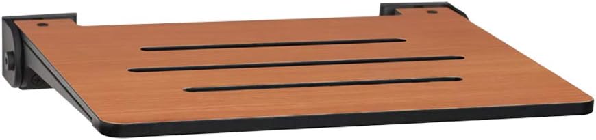Seachrome SHAFSL-185155-PRTS-S-SL Slimline Wall Mounted Folding Shower, Rustic Teak Seat with Silver Frame