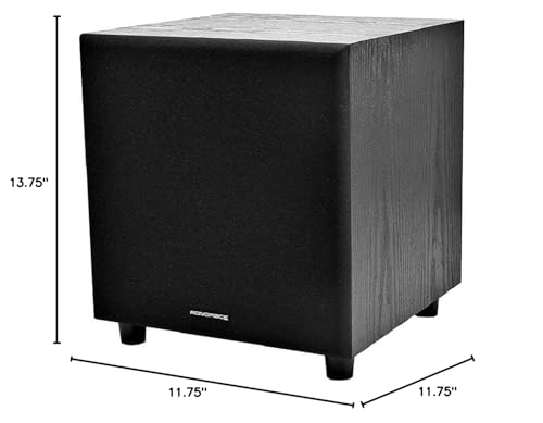 Monoprice 60-Watt Powered Subwoofer - 8 Inch With Auto-On Function, For Studio And Home Theater Black