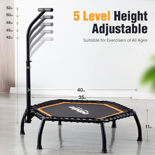 Zupapa Silent Mini Fitness Trampoline– Indoor Rebounder for Adults – Best Urban Cardio Jump Fitness Workout Trainer – Max Limit 330 lbs