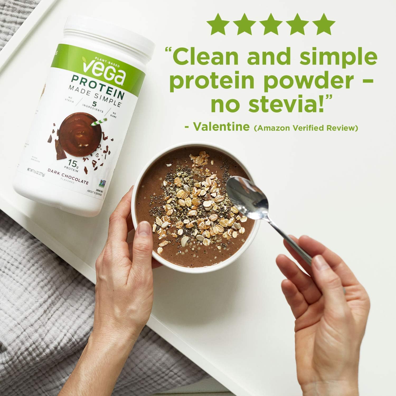 Vega Protein Made Simple, Chocolate, 38 Servings XL Tub - Plant Based Healthly Vegan Protein Powder with no Stevia, Dairy Free, Gluten Free, Vegetarian, 2.3 Pounds Pack of 2