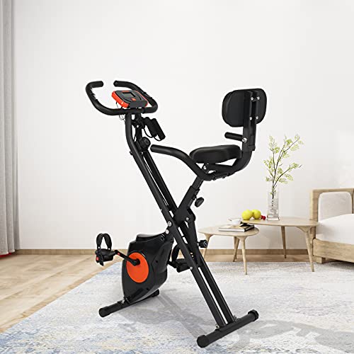 Recumbent Indoor Bike Trainer Portable Exercise Bike with Adjustable Magnetic Resistance, Sturdy and Ultra-Quiet Cycling Machine for Adults and Seniors