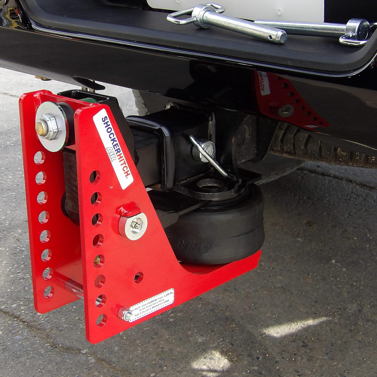 Shocker Air Receiver Hitch with Raised Ball Mount (+2" of Rise to 2" of Drop), Fits 2-1/2" Hitch, Has 2" Ball, 12000 lbs