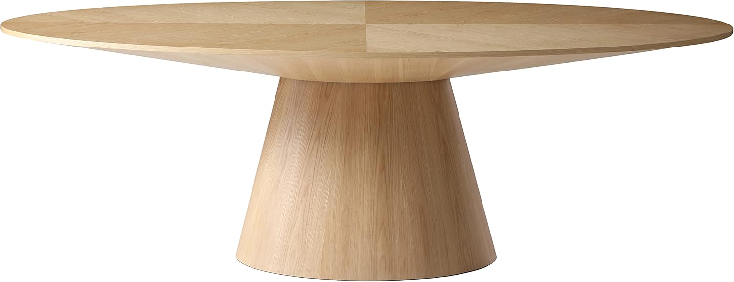 Meridian Furniture Gavin Collection Mid Century Oval White Oak Wood Dining Table, 90" W x 43.5" D x 30" H