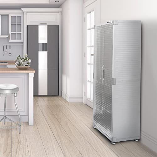 Seville Classics UltraHD Solid Steel Lockable Metal Storage Cabinet Locker Organizer, w/Adjustable Shelves for Garage, Warehouse, Office, Classroom, Granite, 48" W x 24" D x 72" H