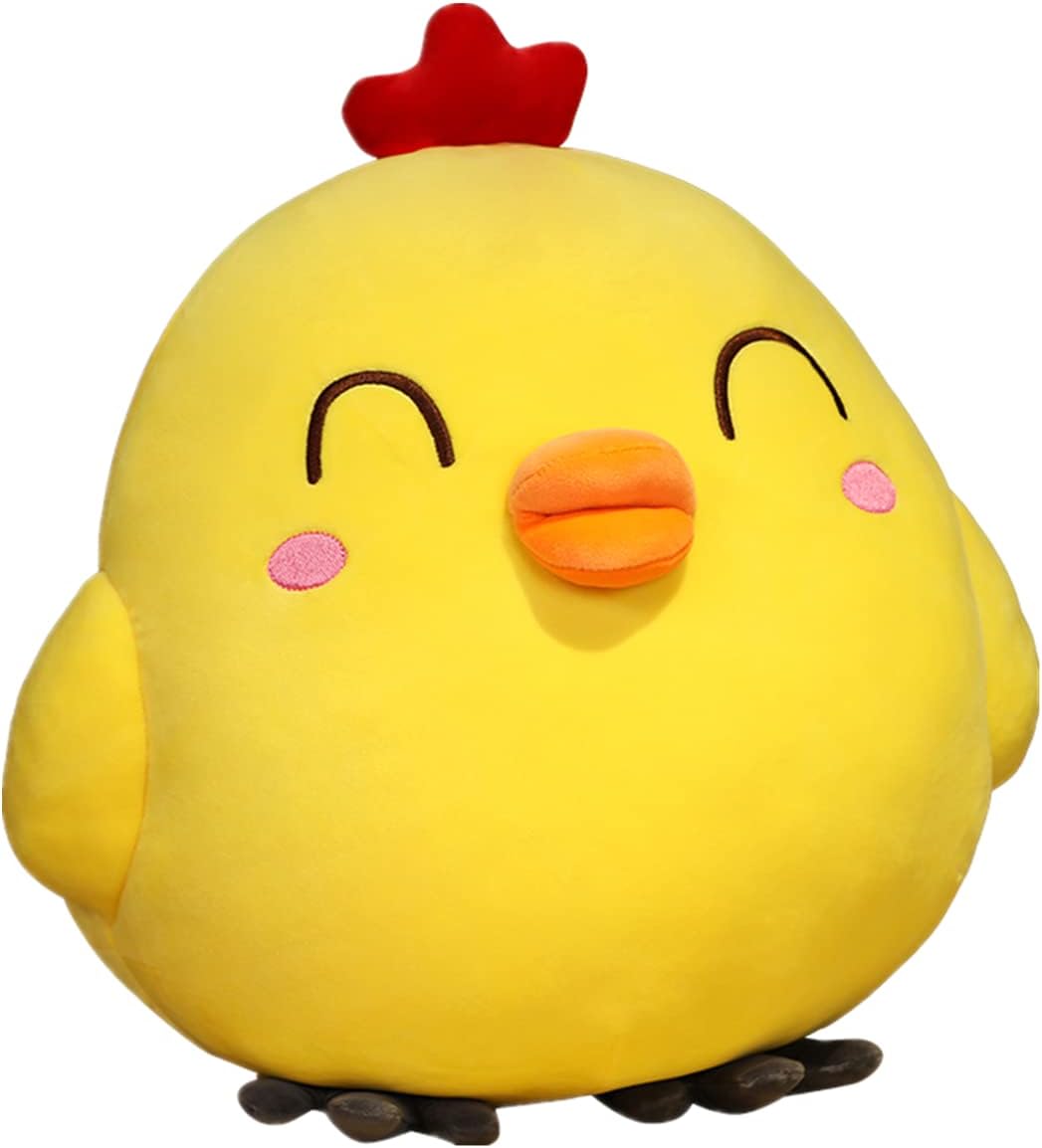 Chubby Yellow Chicken Stuffed Plush, Yellow Chicken Stuffed Plush Toy, Yellow Chicken Plushie Toy Gift for Kids Children, Car Home Office Decoration (Squinting-19.68'')