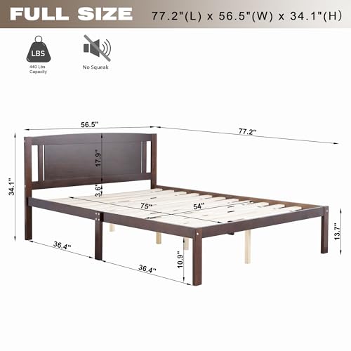 Solid Pine Wood Platform Bed Frame with Headboard | Traditional Design with Modern Finish | Noise-Free Construction | Under-Bed Storage | Easy Assembly | Elegant Bedroom Furniture (Grey,Twin,C)