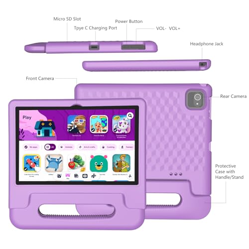 Kids Tablet 10 inch Tablet for Kids, Toddler Tablet 4GB+64GB Android 13 Tablet with Parental Control, 1TB Expand, HD Touchscreen, WiFi, Bluetooth, Protective Case for Kids learning Tablet - Green
