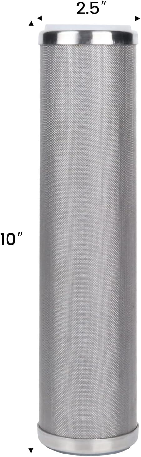 Amwater NSF/ANSI 42 Certification Stainless Steel 10"Filter Housing,1/2NPT Water Filter Housing/Filter Cartridge10”Length,2.5"OD(25 Micron)