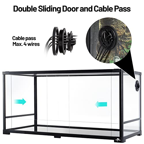34 Gallon Reptile Tank, Glass Reptile Terrarium 24" x 18" x 18", Sliding Door, Top Ventilation, Cable Pass, Humidify Hole, Glass Reptile Cage Habitat for Bearded Dragon, Lizard, Snake, Gecko