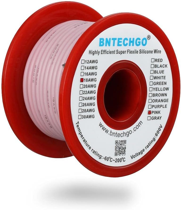BNTECHGO 18 Gauge Silicone Wire Kit 7 Color Each 50 ft Flexible 18 AWG Stranded Tinned Copper Wire Pack of 2