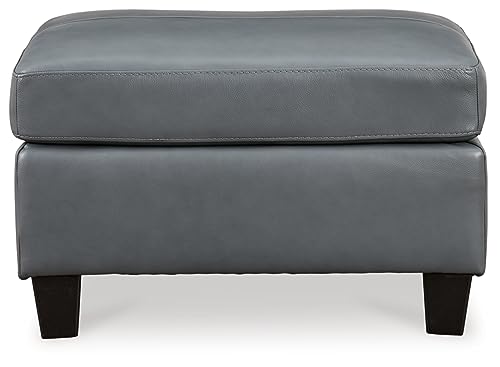 Signature Design by Ashley Genoa Contemporary Chic Leather Ottoman, Cream