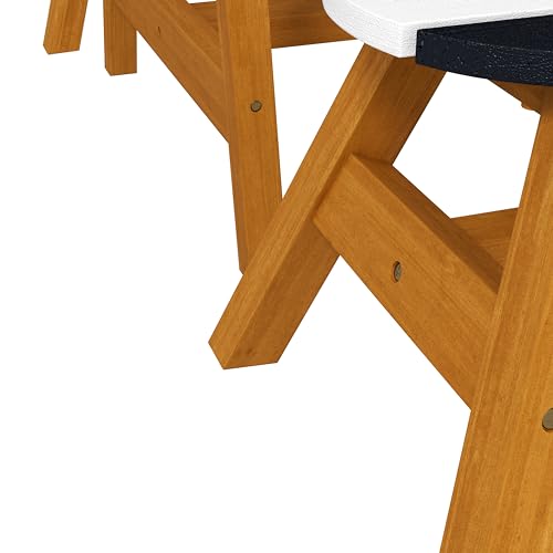 Outsunny Kids Picnic Table Set, Wooden Kids Table and Benches Set with Removable Umbrella, Kids Garden Furniture Set for 2-4 Kids Ages 3-8 Years Old, for Patio, Backyard, Outdoor Indoor Use