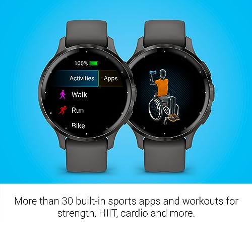 Garmin Venu 3S Slate Stainless Steel Bezel 1.2-Inch AMOLED Touchscreen Display Smart Watch with 41mm Pebble Gray Case and Silicone Band