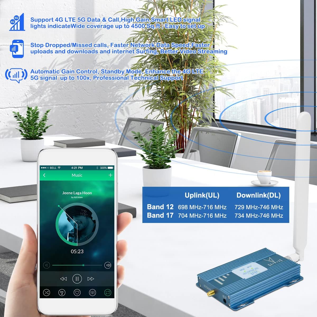 AT&T Cell Phone Signal Booster AT&T Signal Booster 4G LTE 5G T Mobile ATT Cell Phone Booster AT&T Booster Cricket Band 12/17 AT&T Cell Signal Booster AT&T Cell Booster for Home Boost Call/Data