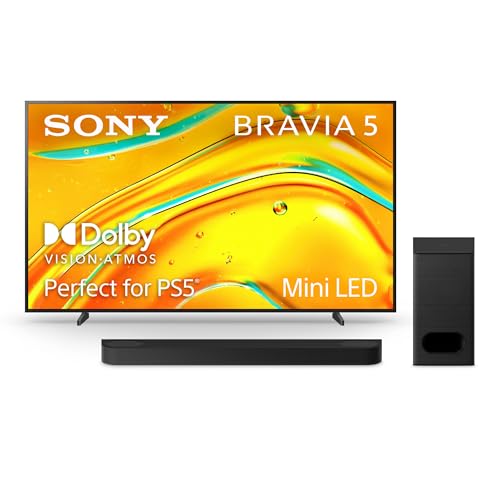 Sony BRAVIA 5 65 Inch TV, Mini LED, 4K Smart Google TV, XR Processor with AI Technology,120hz Television with Dolby Vision/Atmos, Exclusive Features for PlayStation?5, K-65XR50, 2025 Model
