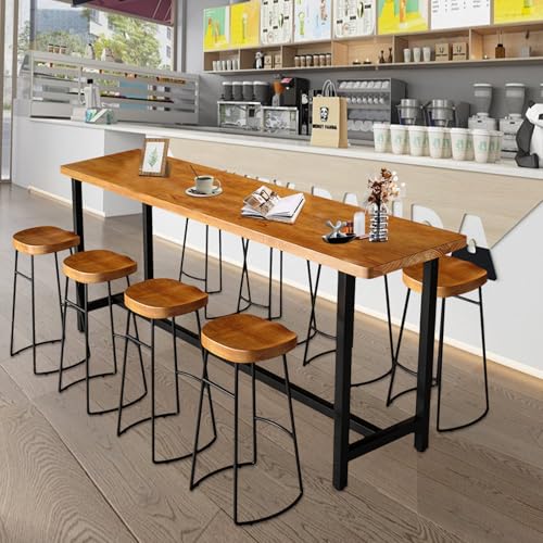 Bar Table, Counter Height Bar Table,Rectangular High Top Kitchen& Dining Wooden Table Iron Table Legs,for Narrow Space, Bars,Fast Food Restaurants, Coffee Shops Easy to Assemble (B-47.2in)