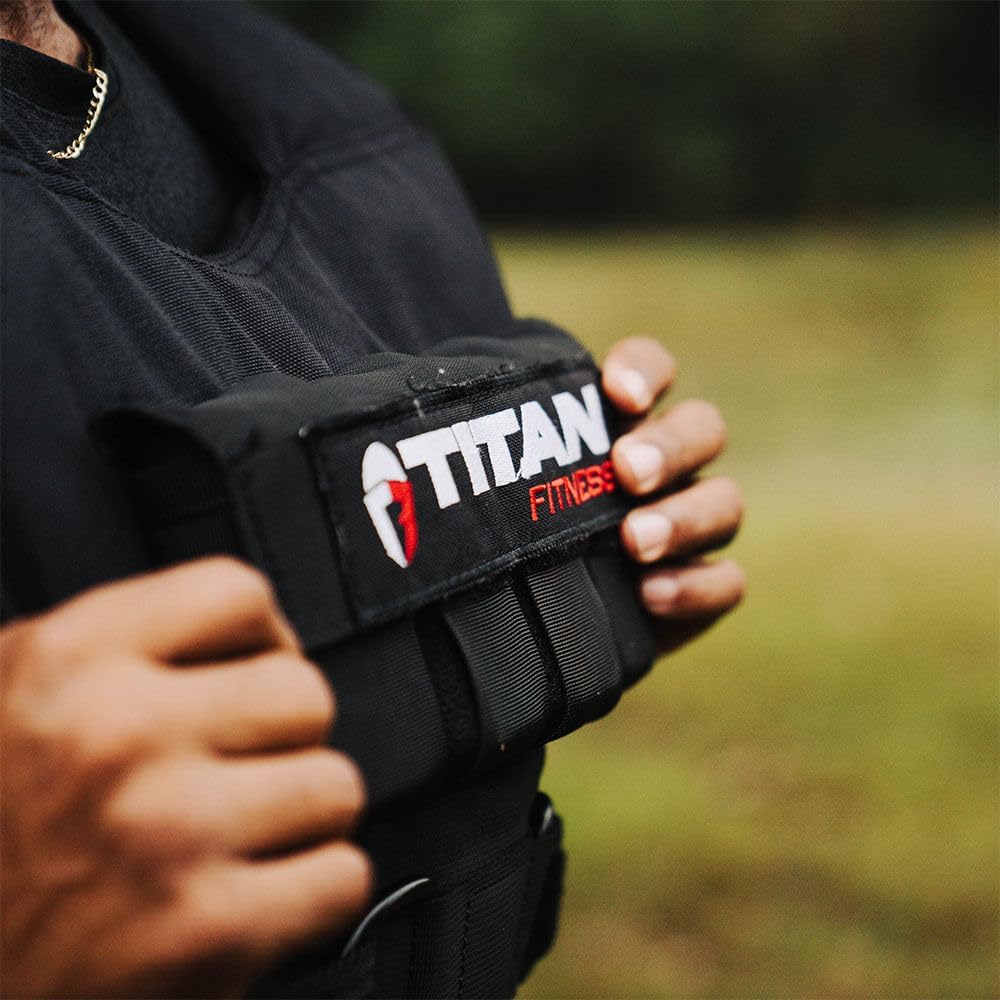 Titan Fitness Elite Series 40 LB Adjustable Weight Vest, (16) 2.5 LB Solid Cast Iron Weights, Body Weight Vests for Training Workout, Jogging, Cardio, Walking, Weighted Workout Equipment
