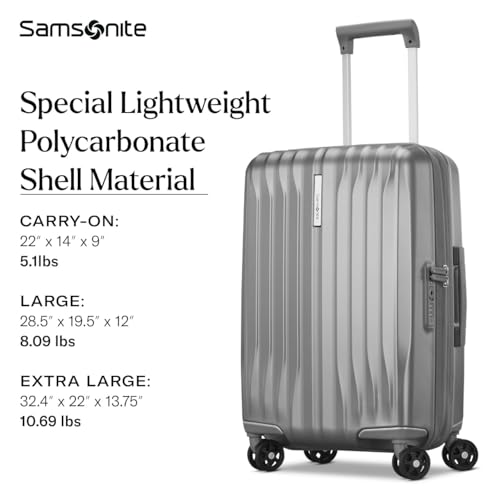 Samsonite UpLIFT 19" Lightweight Hardside Carry-On Luggage with Spinner Wheels - Expandable - Airline-Approved, Polycarbonate Hard Suitcase for Ultra Lightweight Travel - Silver Shimmer