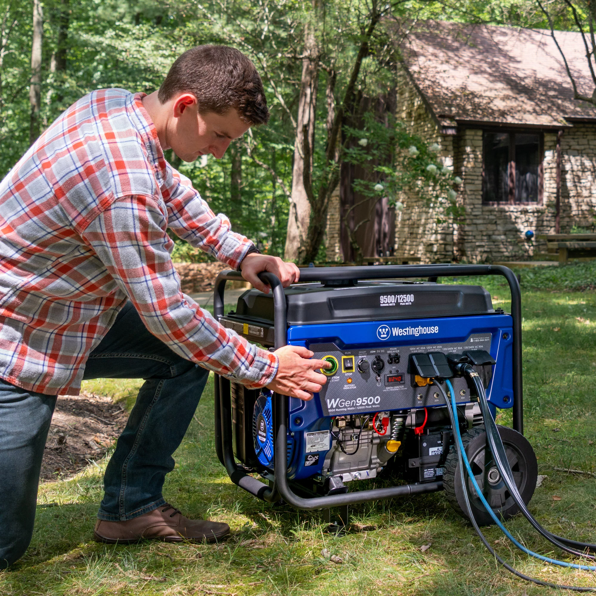 Westinghouse 12,500 Peak Watt Dual Fuel Portable Generator, Gas/Propane, Transfer Switch Ready, CO Sensor