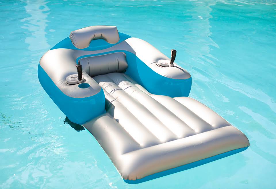 PoolCandy Splash Runner Motorized Swimming Pool Lounger - Grey with Turquoise