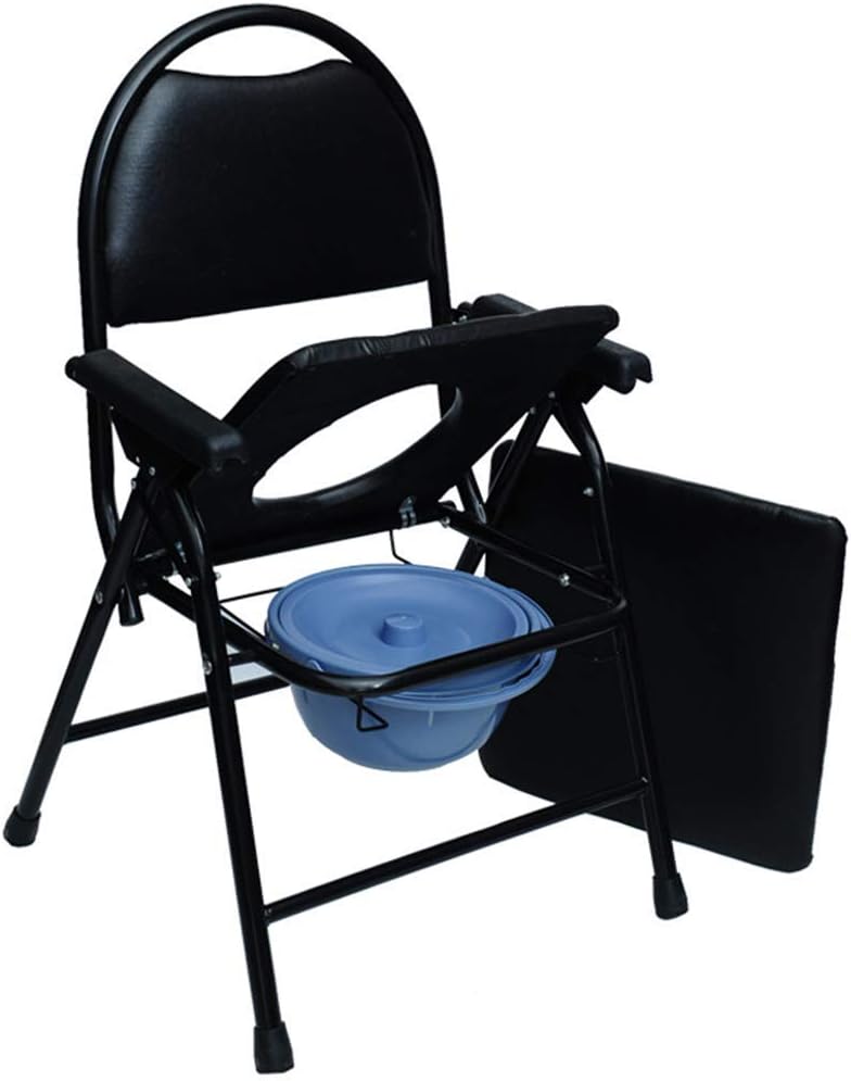 KOHARA Folding Commode Chair Bedroom Toilet Seat for Adults, Handicap, Elderly Disabled Portable Toilet Chair Stool Safety Frame Rails Bedside Shower Chair