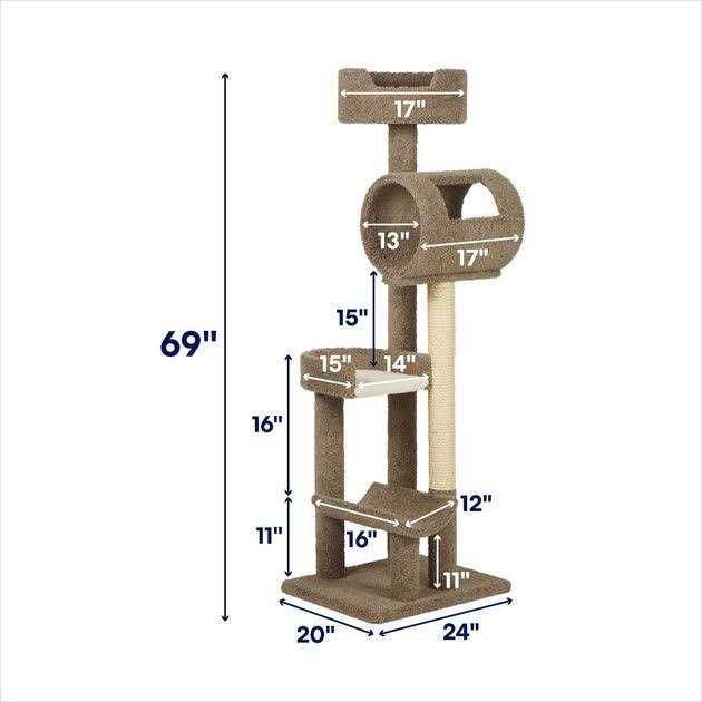 Frisco 69-in Real Carpet Wooden Cat Tree - Pet Supplies online store