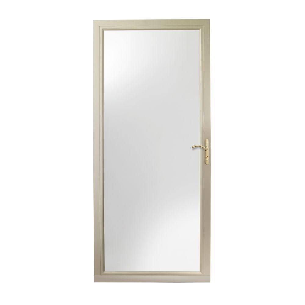 Andersen 36 in. x 80 in. 3000 Series Sandtone Right-Hand Fullview Easy Install Aluminum Storm Door with Brass Hardware