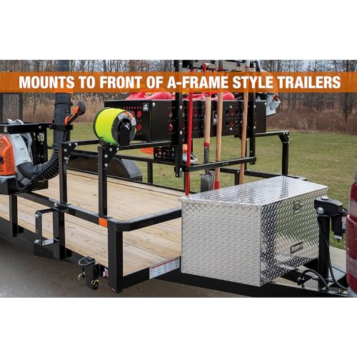 Buyers Products 1701385 Aluminum Trailer Tongue Box, 18.3 x 16.1 x 33.4 Inch, Silver Diamond Tread, Made In The USA, Trailer Tongue Tool Box For Storage and Organization, Trailer Storage Box