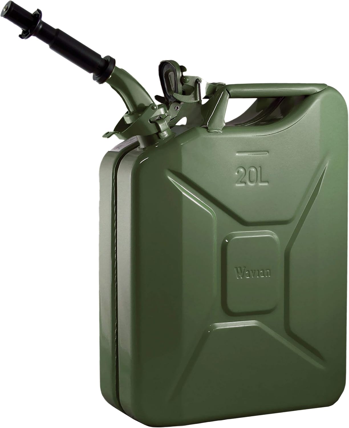 Wavian USA JC0020RVS Red Authentic NATO Jerry Fuel Can and Spout System (20 Liter)