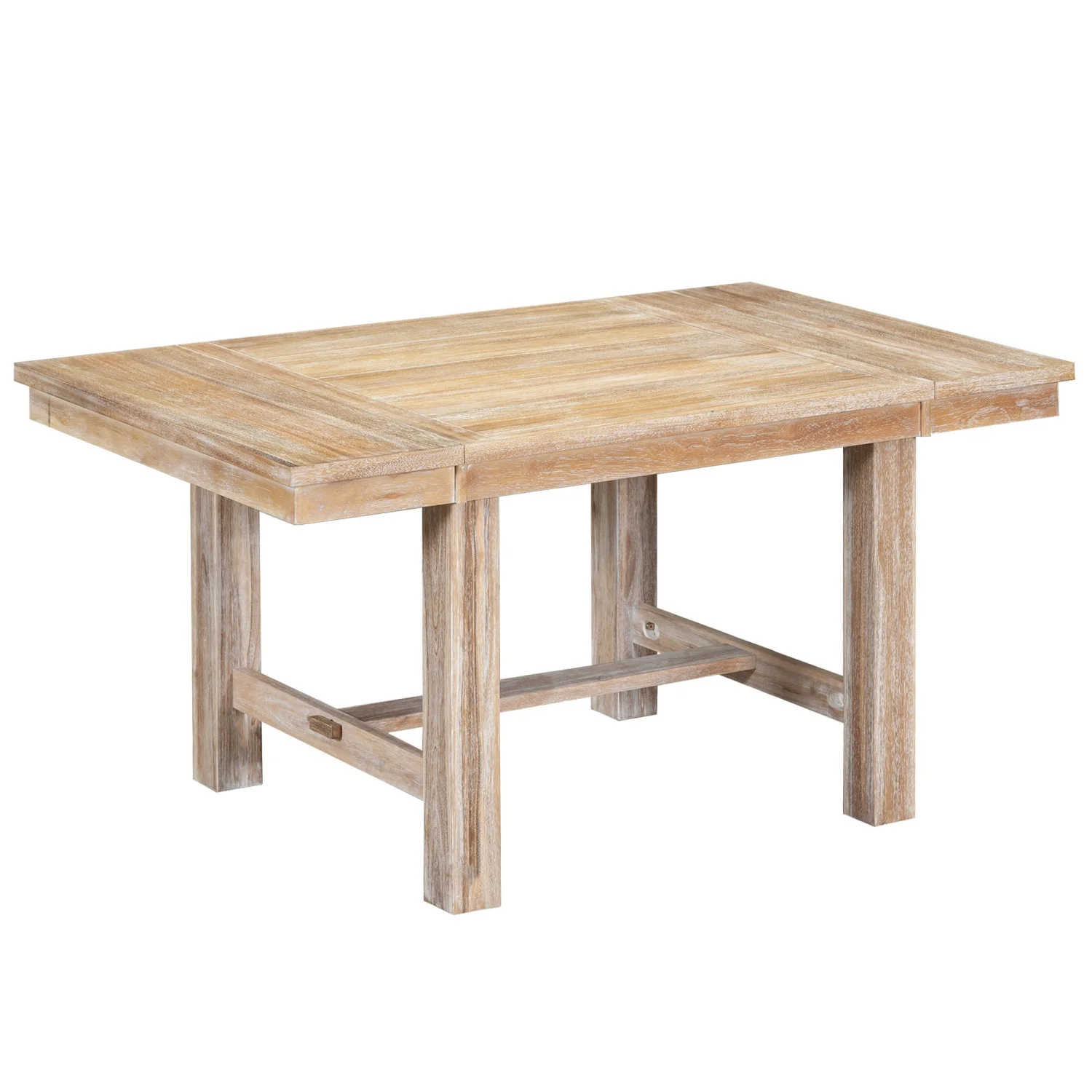 Churanty Farmhouse Extendable Dining Table Set for 6, Solid Wood Rectangular Kitchen Table Set with Removable Leaf,4 Upholstered Chairs and Bench, Natural