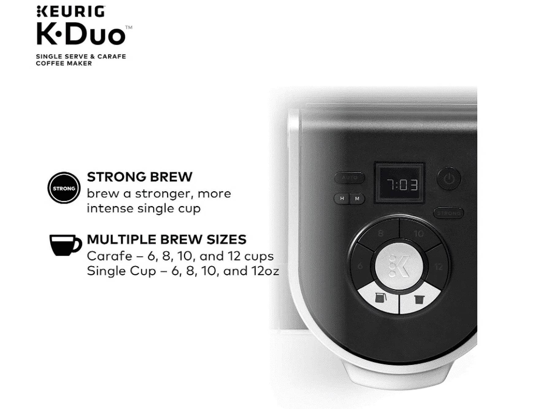Keurig K-Duo Coffee Maker, Single Serve and 12-Cup Carafe Drip Coffee Brewer, Compatible with K-Cup Pods and Ground Coffee, Black