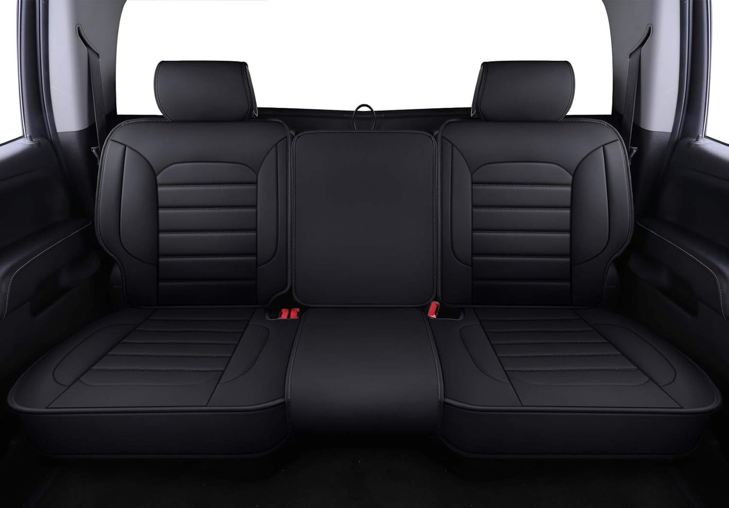 LUCKYMAN CLUB 56-SLD Seat Covers Fit for 2007-2020 Chevy Silverado Sierra 1500 / 2500 HD / 3500 HD Crew,Double,Extended Cab with Water Proof Faux Leather (Black Full Set)