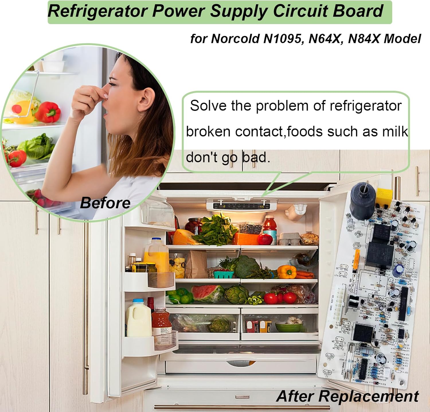 621269001 RV Refrigerator 2-Way Power Supply Circuit Board for Norcold N1095, N64X, N84X Series, S/N 9044283 & Below Refrigerators, Used to Trailers/Campers/Rvs Refrigerators Parts