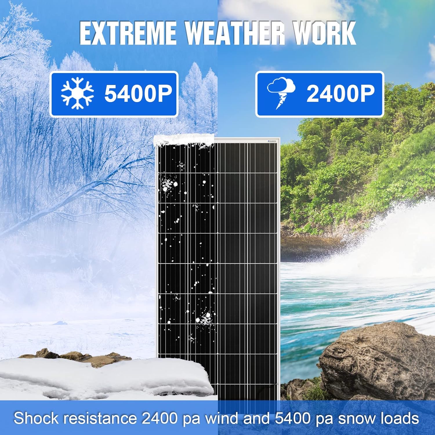 ECO-WORTHY 2pcs 100 Watt Solar Panels 12 Volt Monocrystalline Solar Panel for RV Marine Boat and Other Off-Grid Applications, 2-Pack 100W