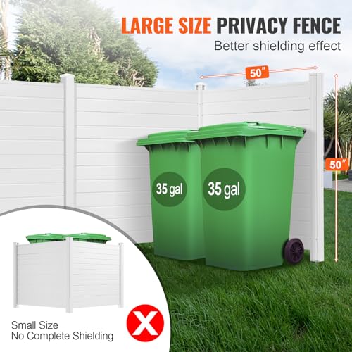 VEVOR Outdoor Privacy Screens, 50" W x 50" H Air Conditioner Fence, Pool Equipment Enclosure, Horizontal Vinyl Privacy Fence, Perfect to Enclose Trash Can and A/C Units (2-Panel)