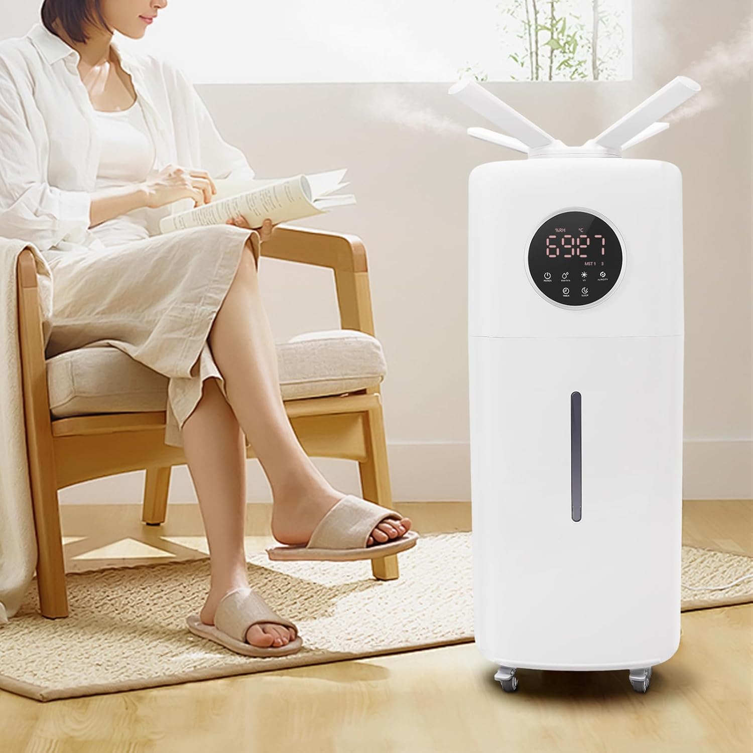 Commercial Industrial Humidifier Large Room Humidifiers 5.5gal/21l Large Humidifier Whole House Humidifier 3000 Sq.Ft, 3 Speed Whole House Humidifier with Remote Control& 360°Nozzle