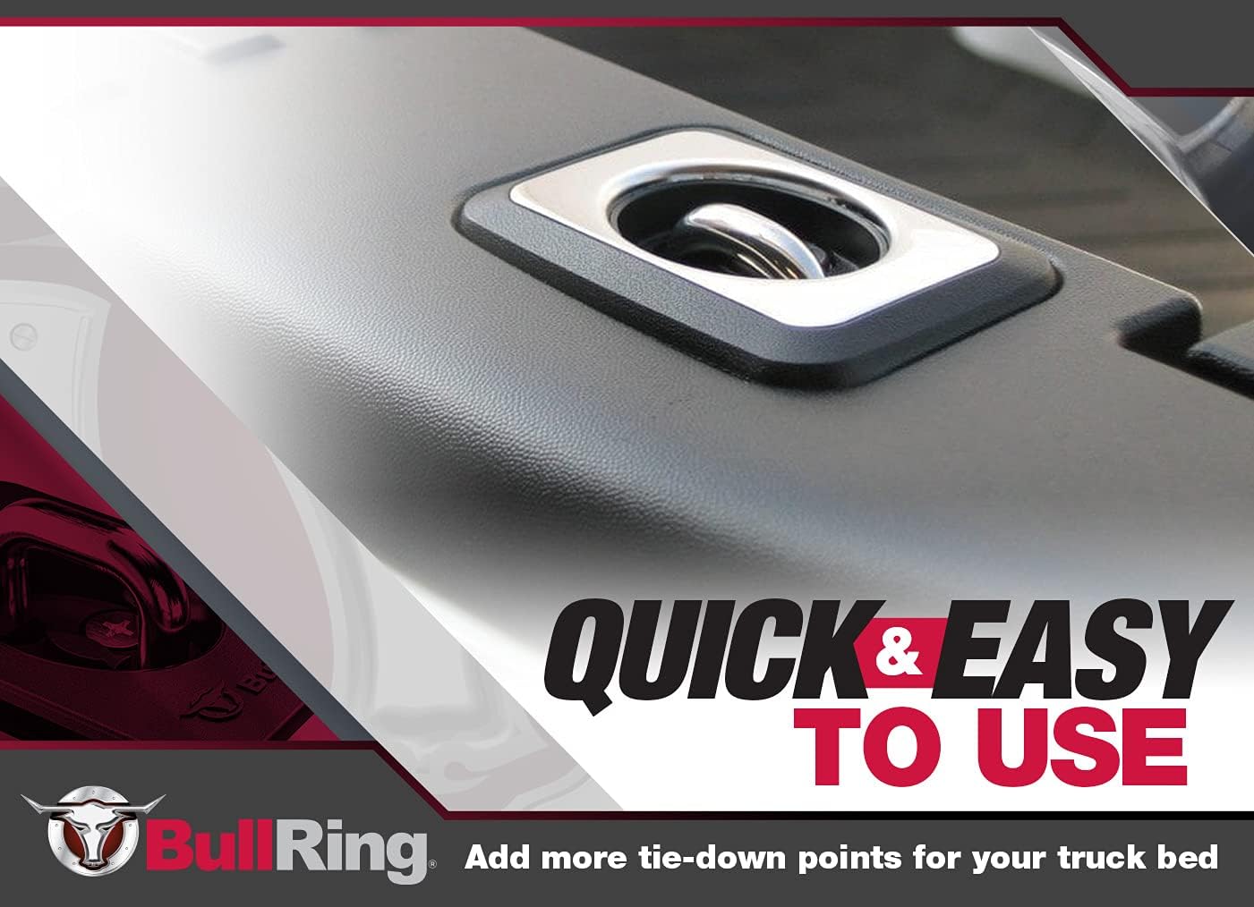 Bull Ring Classic Raised Fit Retractable Tie Down Anchors for '98-14 Ford F150, 98-16 Ford Super Duty, 88-13 Chevrolet Silverado and GMC Sierra, 95-08 Dodge RAM (2 Pairs)