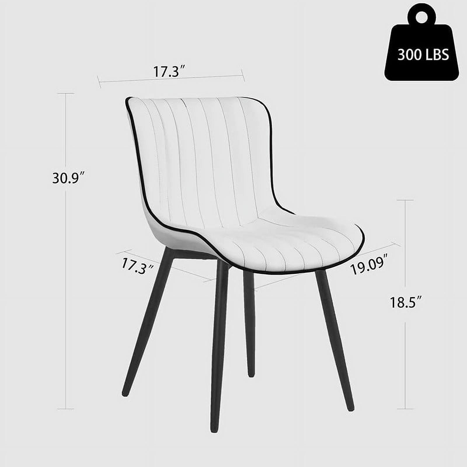 YOUNUOKE Dining Chairs Set of 2 Mid Century Modern Faux Leather Kitchen Dining Chair, White