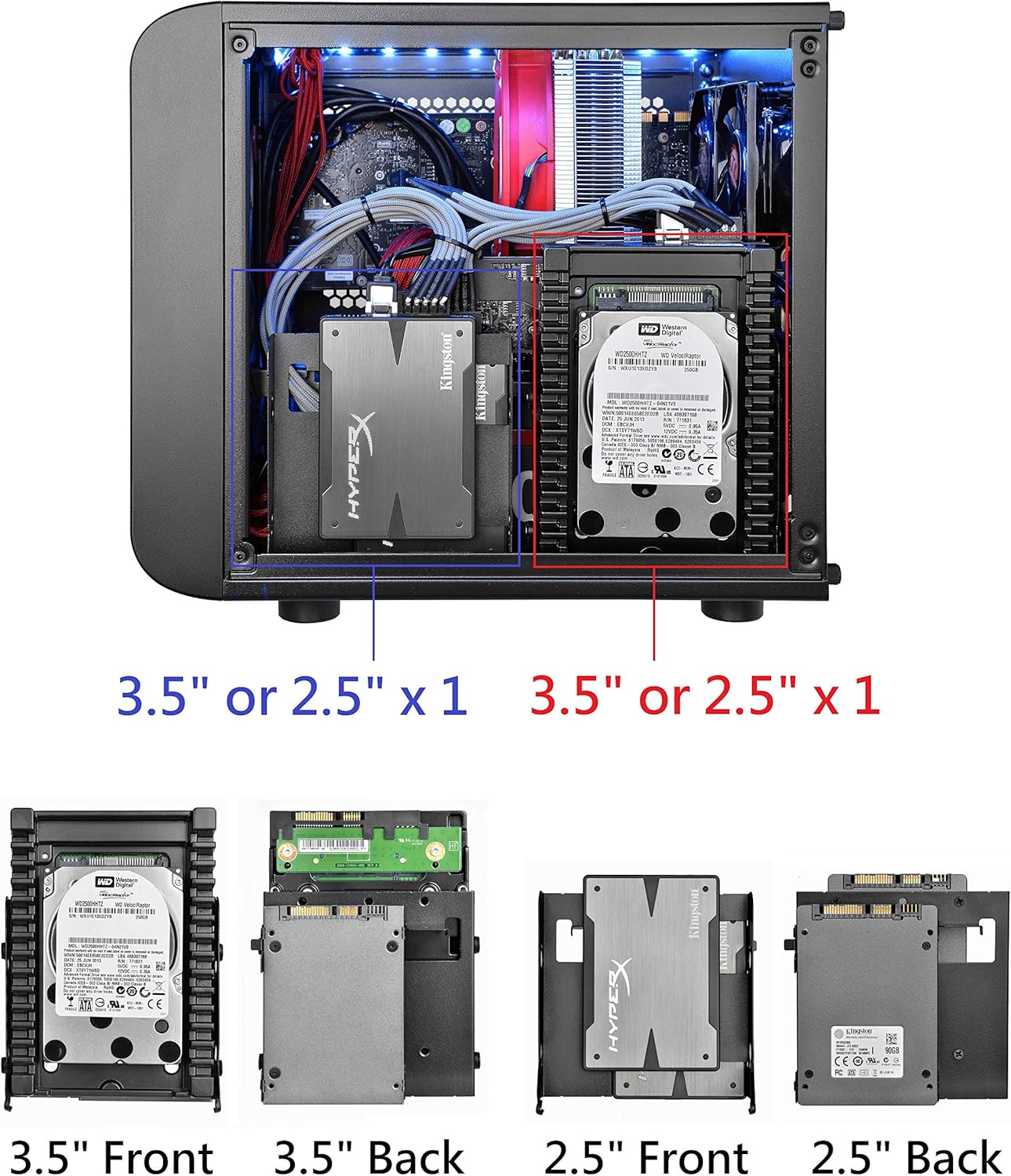 Thermaltake Core V1 SPCC Mini ITX Cube Gaming Computer Case Chassis, Interchangeable Side Panels, Black Edition, CA-1B8-00S1WN-00