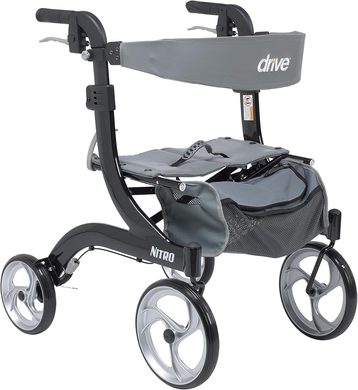 Drive Medical Nitro Euro Style Rollator Walker, Tall Height, Black 1 Count