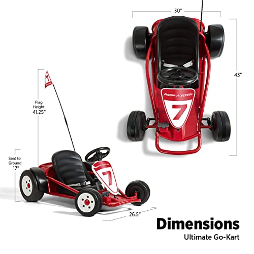 Radio Flyer 36V Battery-Powered Kids Electric Go-Kart with Adjustable Seat, Rubber Wheels, Grey