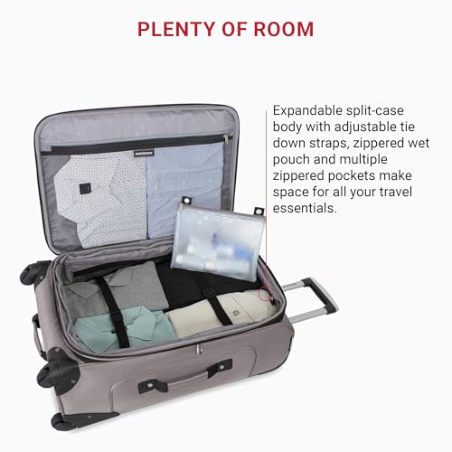 SwissGear Sion Softside Expandable Luggage, Black, Checked-Large 29-Inch