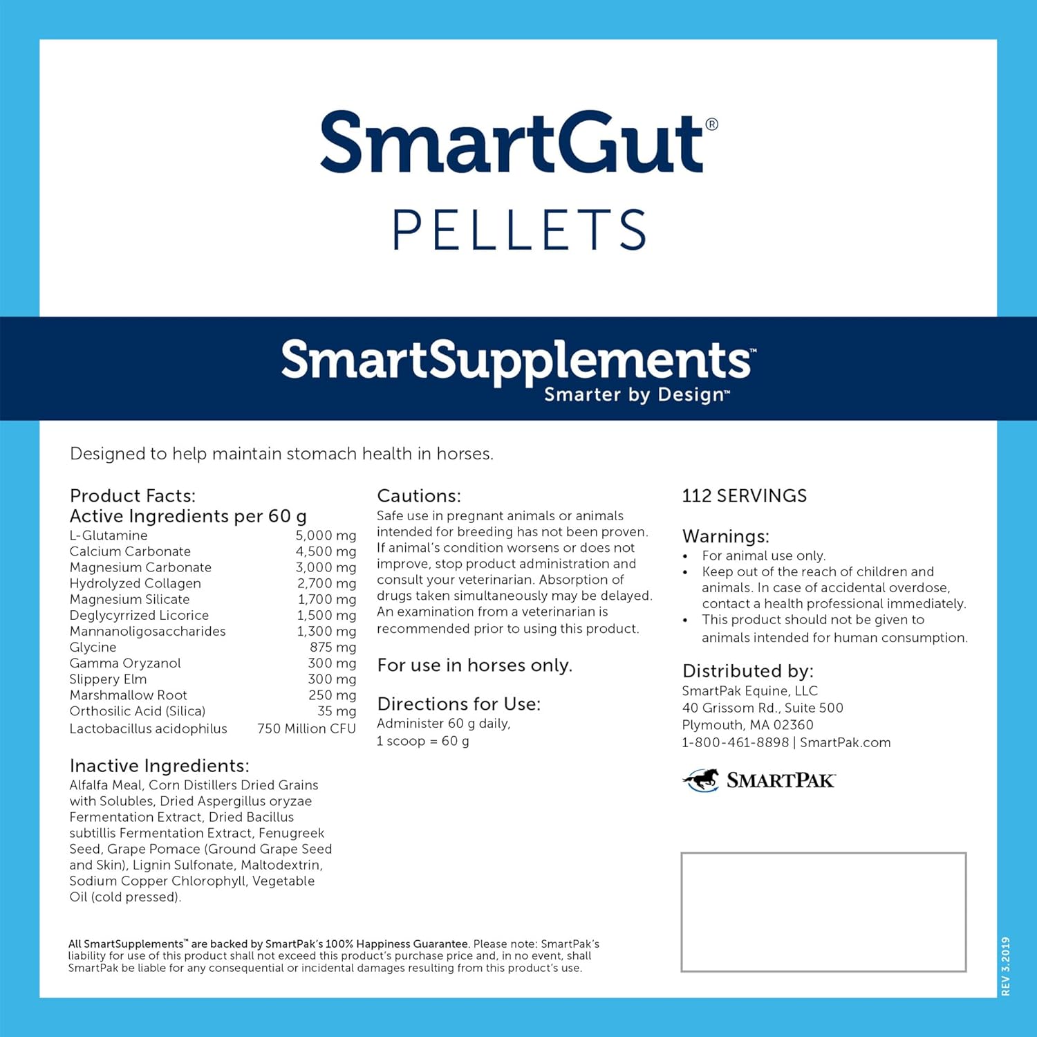 SmartPak Stress Ease SmartPak | Horse Calming Supplies, Premeasured, Labeled, and Sealed Pack | Herb-Free and No Sugar Added Formula for Skittish or Nervous Horses