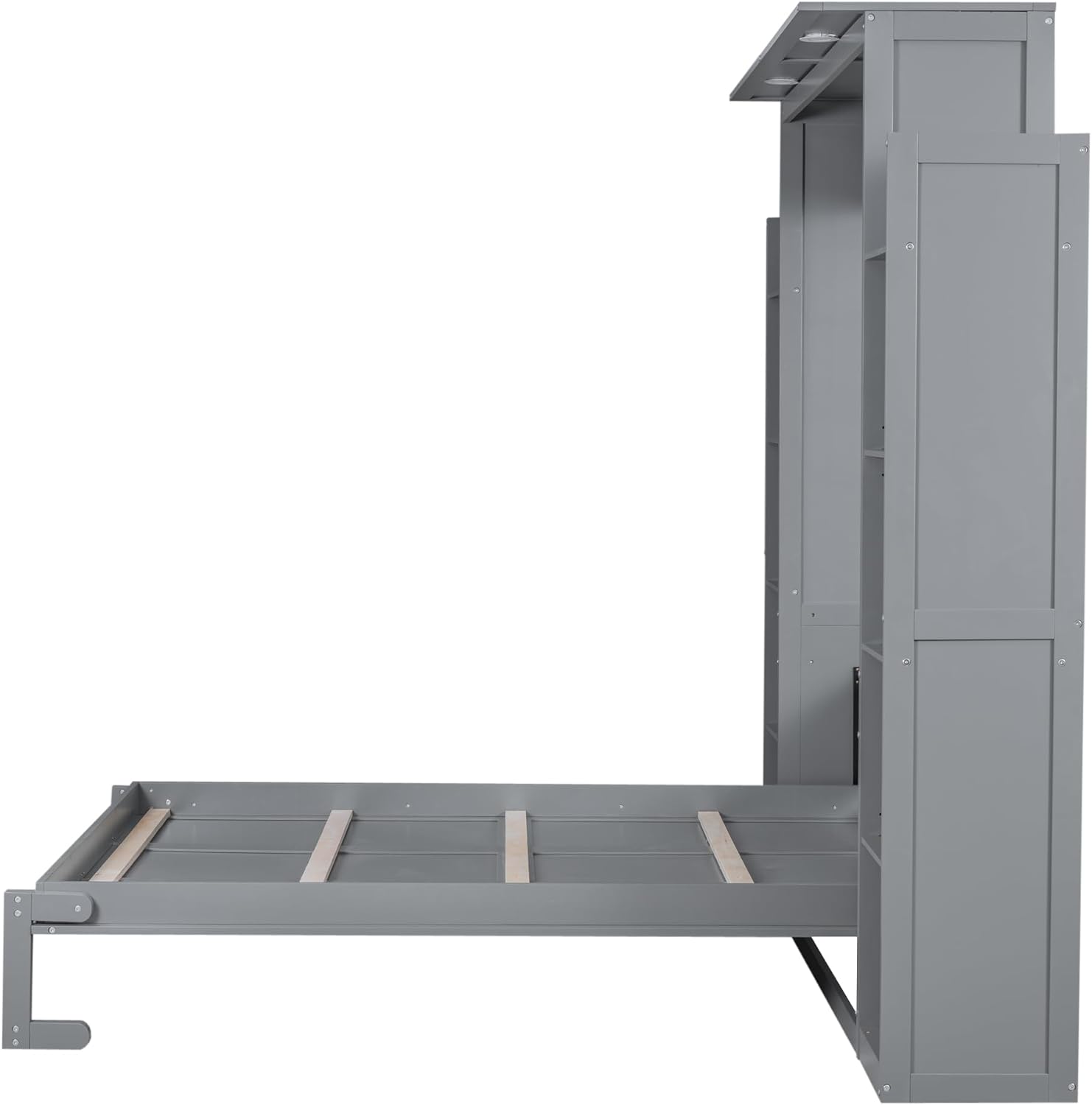 WADRI Queen Size Murphy Bed Wall Bed with Bookshelf, Can Be Folded Into Cabinet, Solid Wood Murphy Bed Chest Cabinet Bed for Guest Room Bedroom Office, Maximize Space Savings (Gray-sd1)